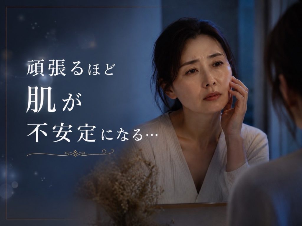 40代50代の肌荒れや乾燥に悩む女性のスキンケアイメージ