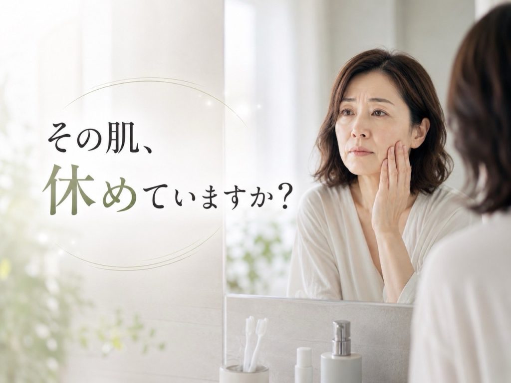 40代の肌荒れや乾燥に悩む女性のスキンケアイメージ