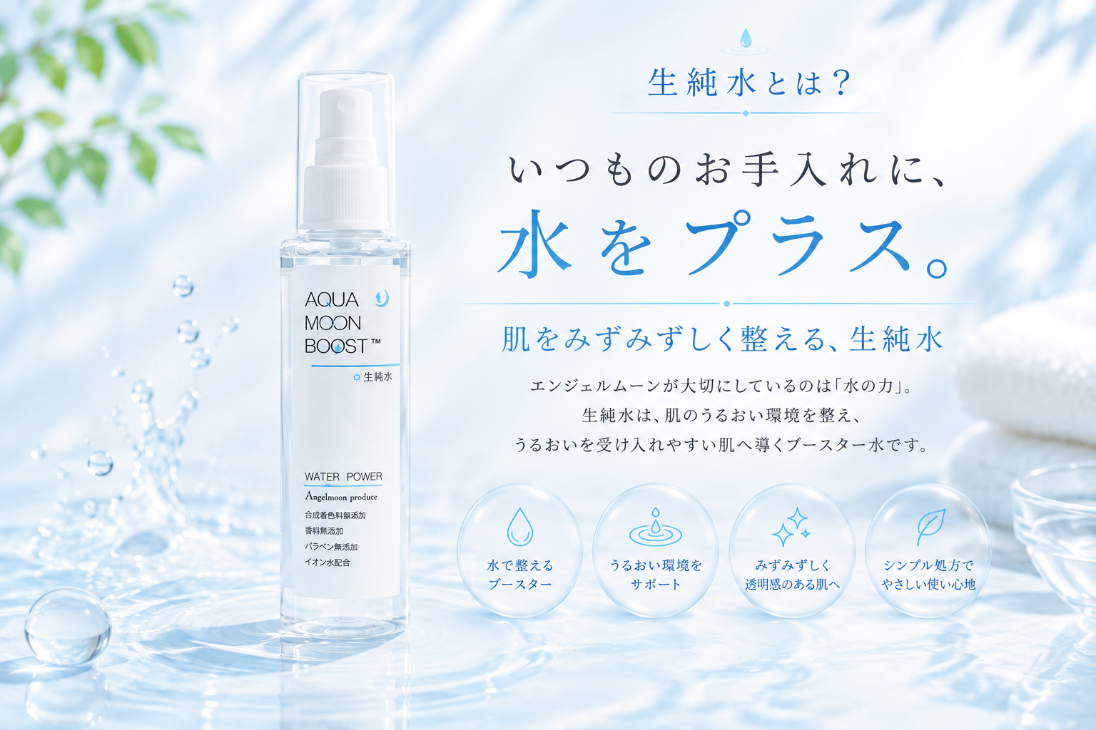 いつものスキンケアへ生純水の水分ケアを加えるホームケア
