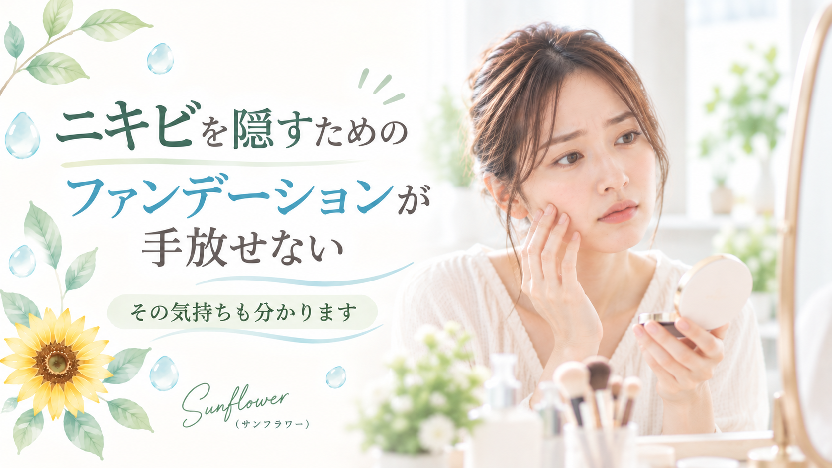 ニキビを隠すためのファンデーションが手放せない方の気持ちに寄り添うSunflower(サンフラワー)の記事画像