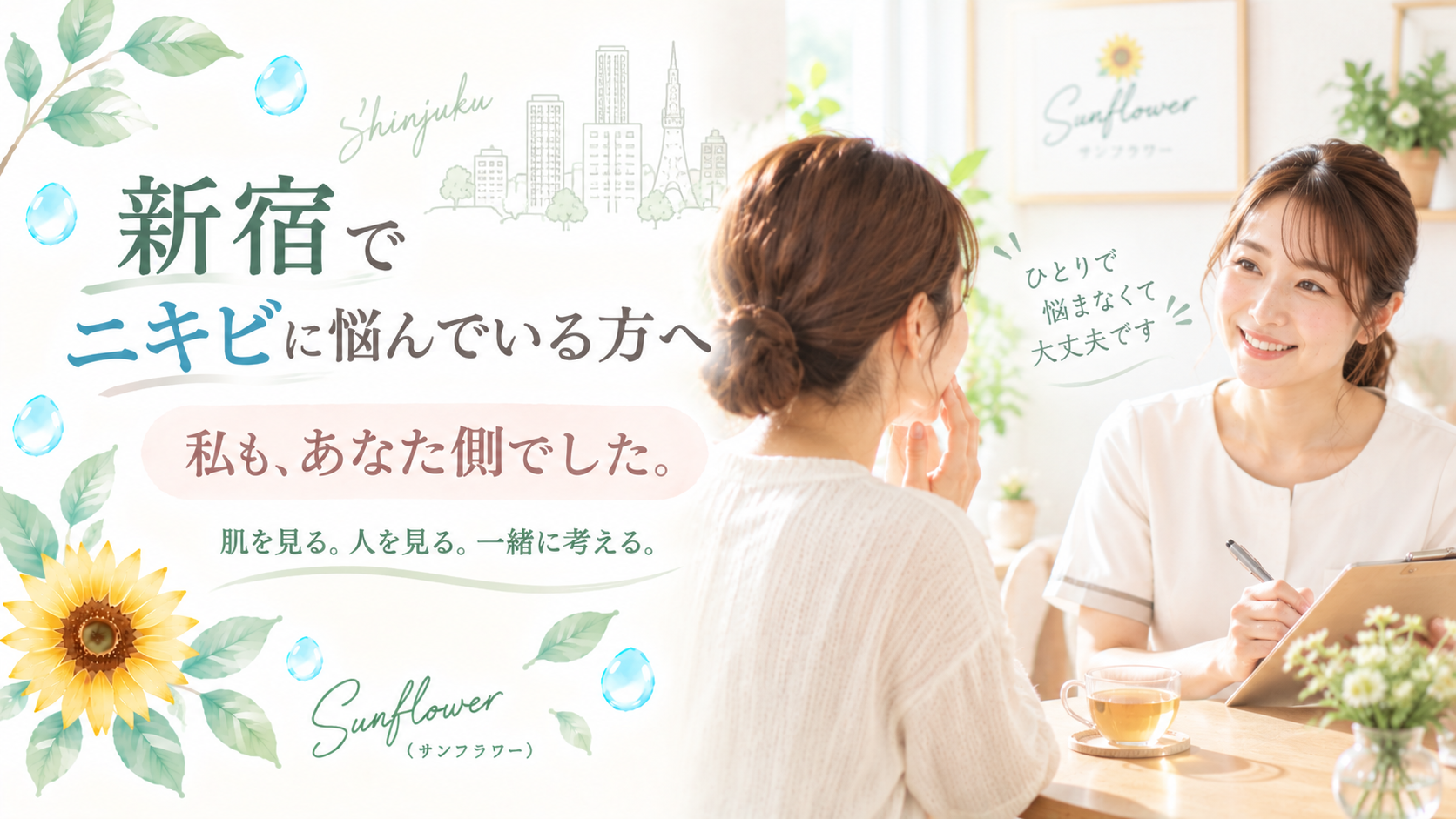 新宿でニキビに悩んでいる方へSunflower(サンフラワー)が大切にしていることを伝える記事画像