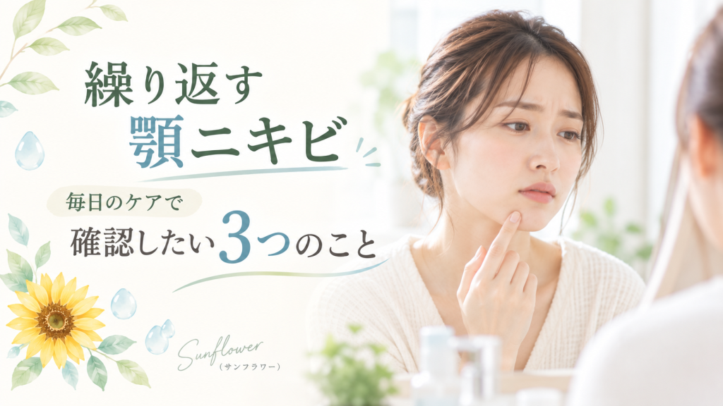 繰り返す顎ニキビに悩む方へ毎日のケアで確認したい3つのことを紹介するSunflower（サンフラワー）の記事画像