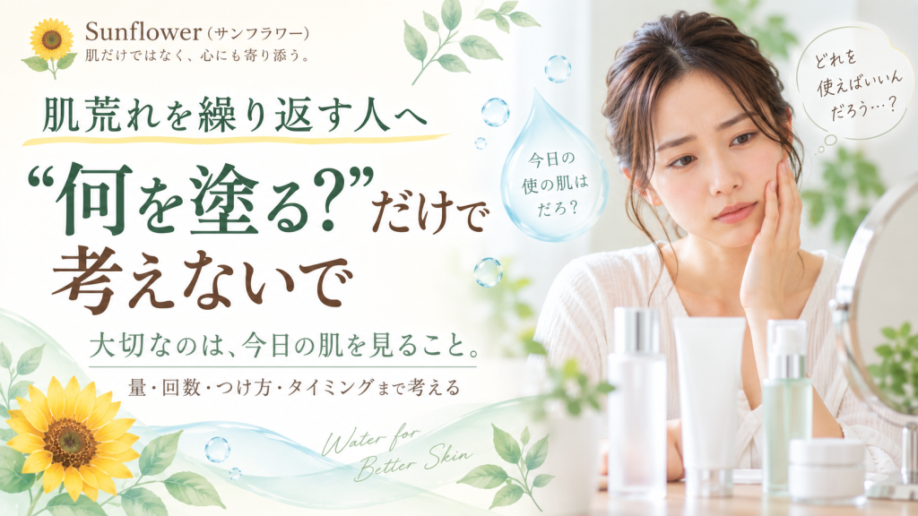 肌荒れを繰り返して何を塗ればいいか迷う方へ今日の肌を見ることを伝えるSunflower（サンフラワー）の記事画像