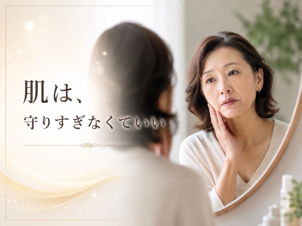40代50代の年齢肌に補うだけでなく肌を整えるスキンケアをする女性のイメージ